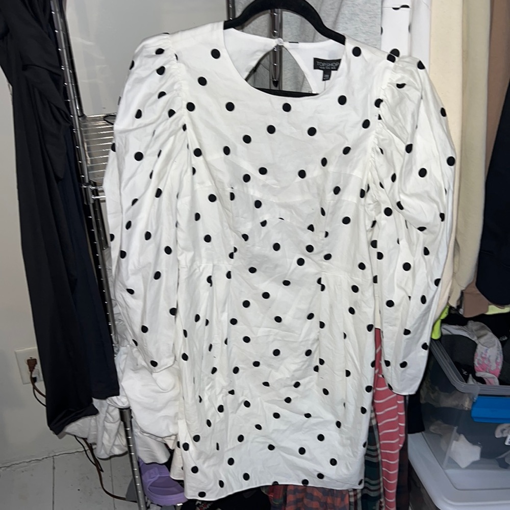 White polka dot Topshop dress